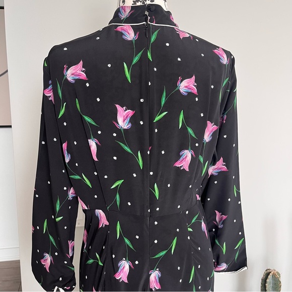 RIXO London Gabrielle Dress, Ruffled Floral Print Silk Maxi Dress Size XL - Picture 9 of 16